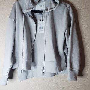 Lafayette 148 Short Zip Hoodie TAUPE Small
